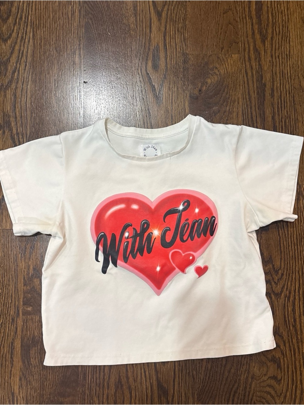 With Jean cropped Love Tee